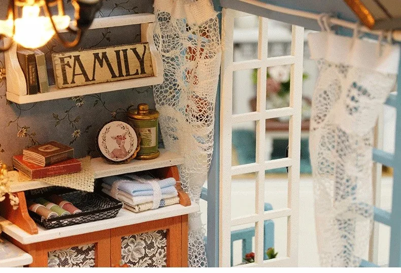 Casa de Madeira com Móveis Casa em Miniatura Brinquedos para Crianças Natal e Aniversário Quarto Bonito Faça Você Mesmo Miniaturas Z07 10 com móveis diy casa em miniatura brinquedos