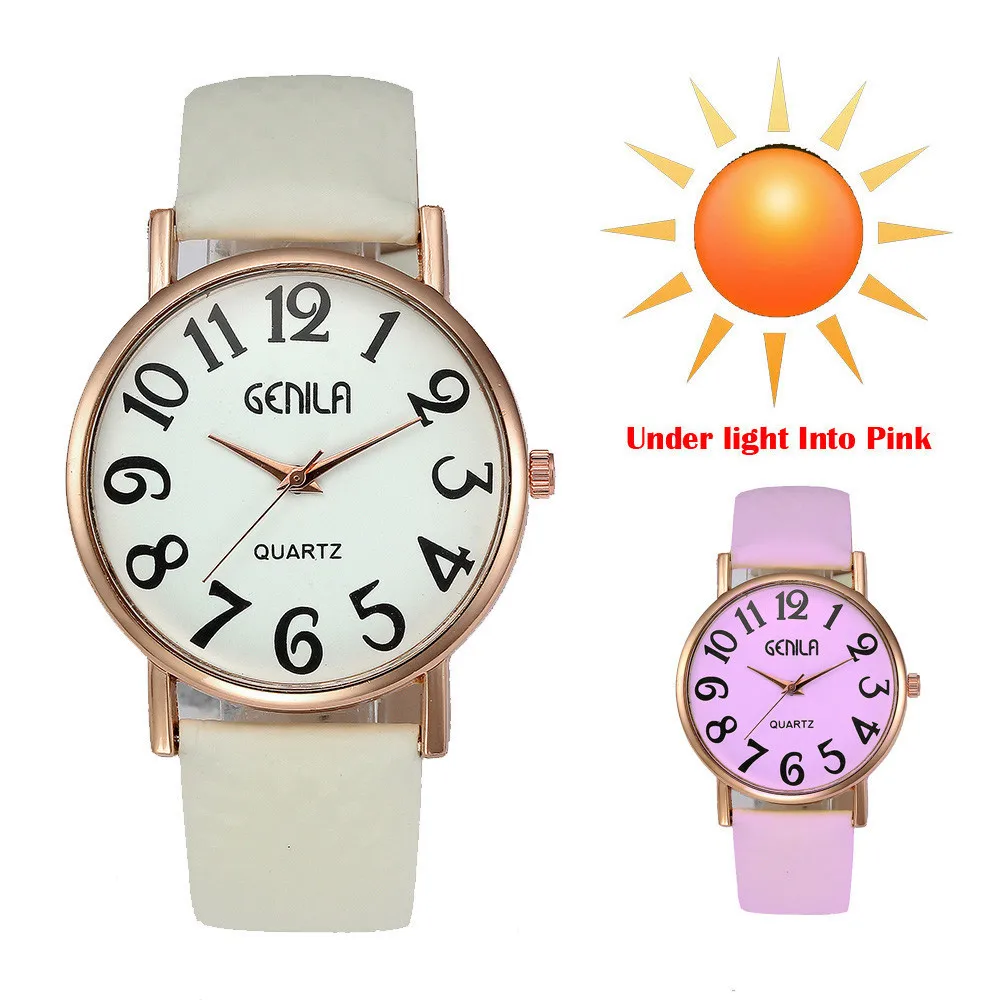 Relogio feminino женские модные классические Температура изменить Цвет часы наручные часы белого изменен розовый Магия