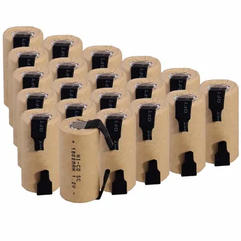 

20 pcs SC 1800mah 1.2v battery NICD rechargeable batteries for electric screwdriver electric drill 4.25cm*2.2cm for power tools