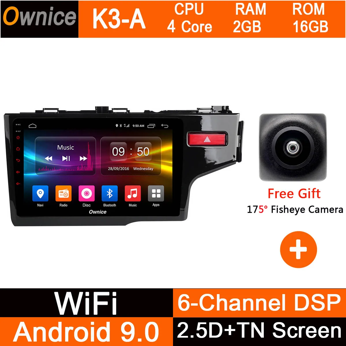 Ips+ 2.5D Android автомобильный DVD gps Navi Радио для Honda Fit Jazz(правая рука) Мультимедиа CarPlay DSP ADAS - Цвет: K3-A