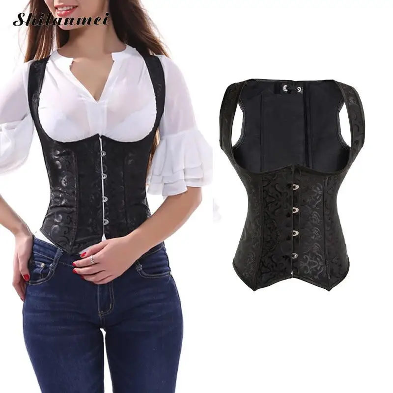 Sexy Shaped Corset Karset Bustier Women Plus Size Drawstring Front Closure Solid Black Non-convertible Straps Steel Boned Top Sexy Shaped Corset Karset Bustier Women Plus Size Drawstring Front Closure Solid Black Non-convertible Straps Steel Boned Top