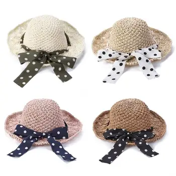 

Summer Kids Sunscreen Straw Weaving Caps Children Breathable Sun Cap Princess Outdoor Beach Bowknot Hat Inafnt Photography Props
