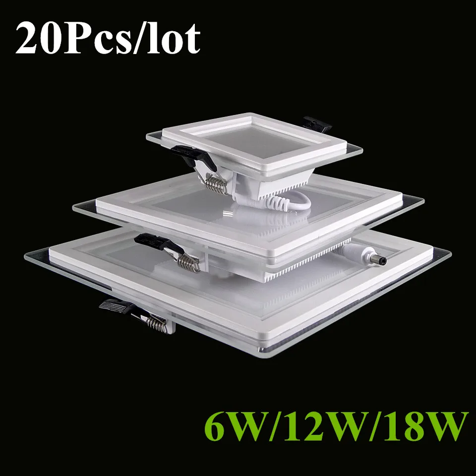 

20PCS/lot Dimmable LED Spot Downlight Square Glass Led Panel Light Bright Ceiling Recessed Spot Led Lamp For Home AC110V AC220V