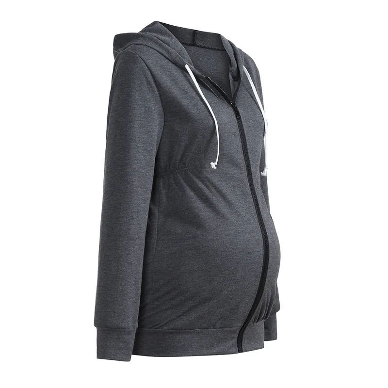 Maternity Women Hooded Jacket Women's Warm Clothes Long-sleeved Sweater Solid Color Pregnant Women Shirt Pregnant Coats