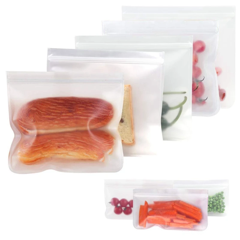 

Reusable Food Storage Bags, 8Pcs Eco Friendly Sandwich Bags Leak Proof Ziplock Free Snack Bags for Outdoor Lunch, Vegetable, F