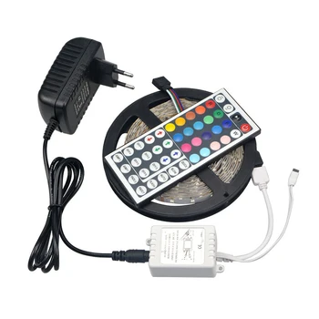 

IP20 5050 SMD 5M RGB LED strip light non waterproof 300LEDs / 44 key IR remote controller / DC12V 3A Power Adapter Transformers