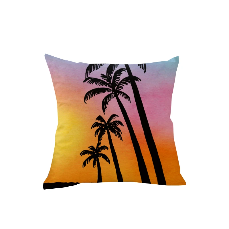 

45*45cm Coconut Tree Decorative Cushion Cover Scenic Printed Pillowcase Cushion Cover Sofa Chair Seat Car Pillow Cover