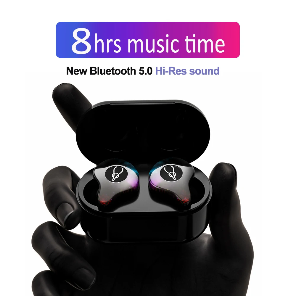 

Sabbat wireless bluetooth headset HiFi Stereo IPX5 Waterproof wireless earphones with Charging Case for iPhone Samsung