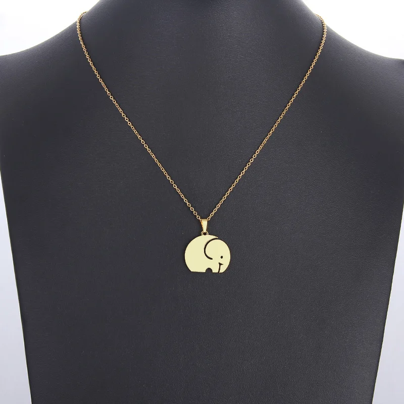 CACANA Stainless Steel Necklace For Women Man Lover's Big Elephant Gold And Silver Color Pendant Necklace Engagement Jewelry