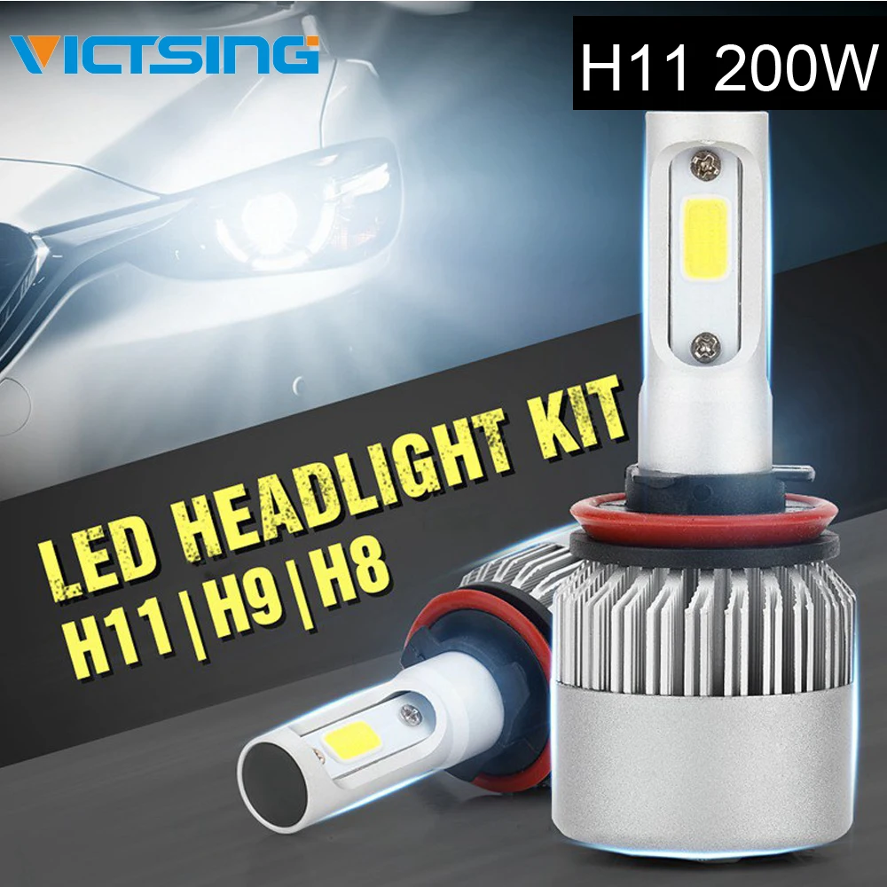 VicTsing 2Pcs H11 200W 20000LM LED Headlight Bulbs Kit 6500K H11 LED