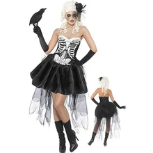 Tubo Superior Falda Corta Cosplay de halloween Esqueleto Humano Servir Errante Fantasma Discoteca Queen Cosplay