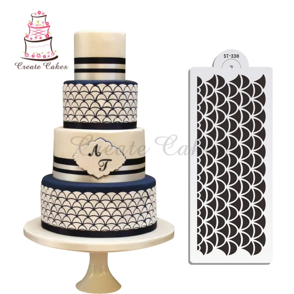 

Fish-Scales Cake Decoration Stencil Plastic Template Mold for Celebration Cake Design Lace Stencil Cake Stencil Decorating Tool