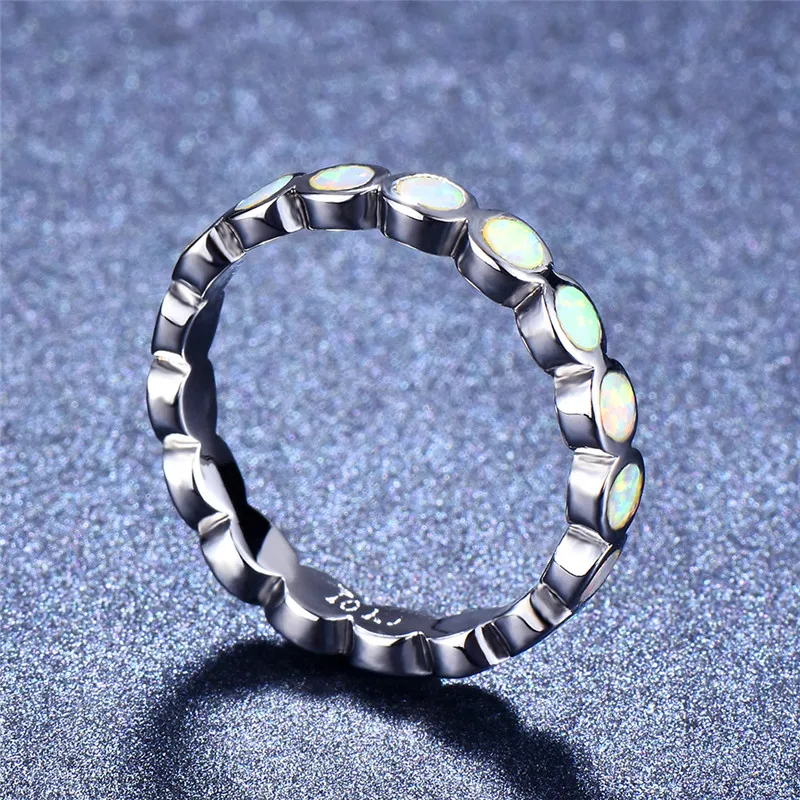 Бохо океан синий камень огненный опал кольцо высокого качества Мода 925 стерлингового серебра ювелирные изделия винтажные Свадебные Кольца для женщин