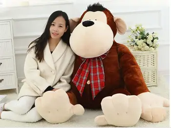 

huge 150cm bowtie brown monkey plush toy,orangutan huging pillow,home decoration surprised Valentine's Day,birthday gift h2994