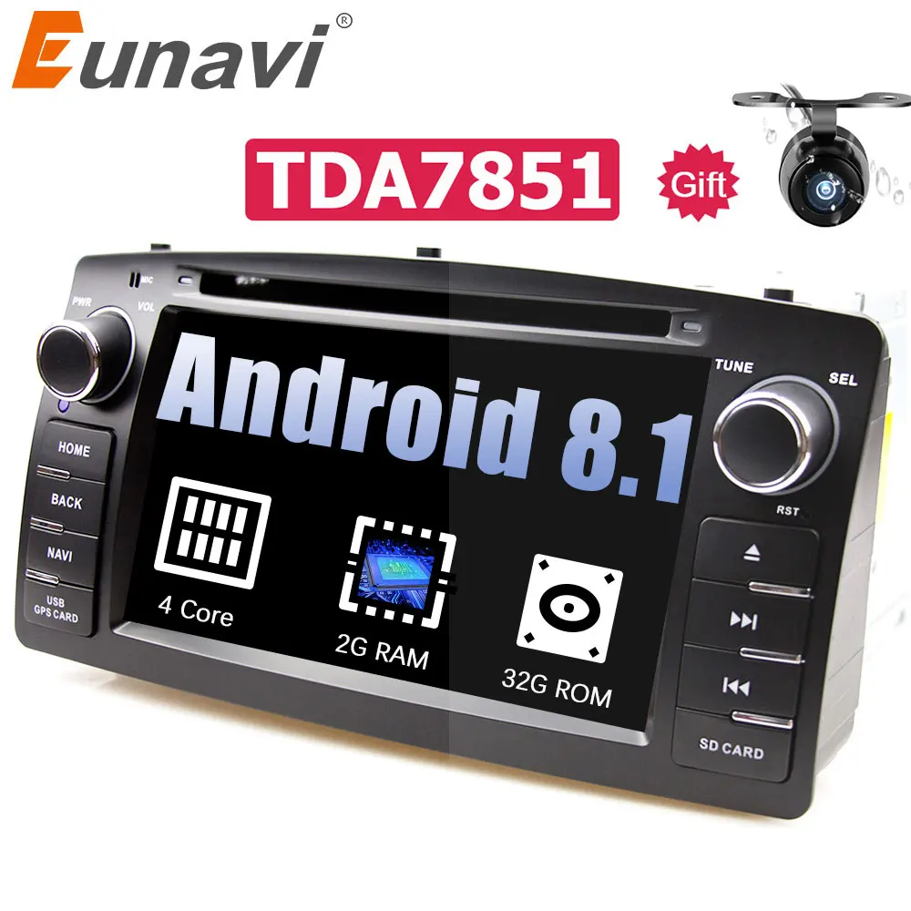 

Eunavi 2 Din Car DVD For Toyota Corolla E120 BYD F3 Android 7.1 Quad core RAM 2G 2Din Car DVD stereo GPS with touch screen WIFI