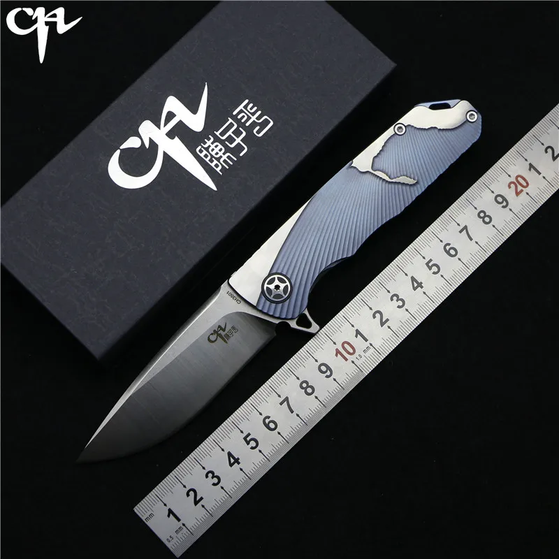 

TOP quality CH3501 Flipper folding knife AUS-10 Blade bearings TC4 Titanium handle camping hunting fruit pocket knives EDC tools
