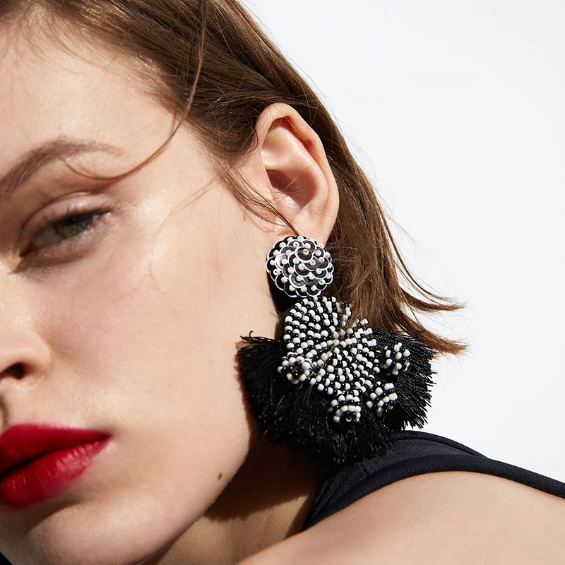 Женские серьги подвески с бахромой FASHIONSNOOPS этнические ручной работы