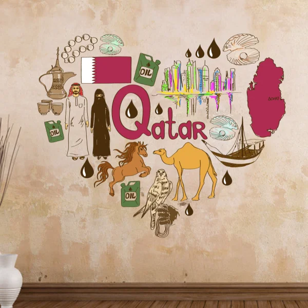 Qatar Illustration Travel The Word Landmark Wall Sticker Wedding Decor