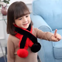 Зимний шарф с искусственным кроличьим мехом для мальчиков и девочек, унисекс, детский шерстяной шарф, теплый детский шарф с перекрестным воротником