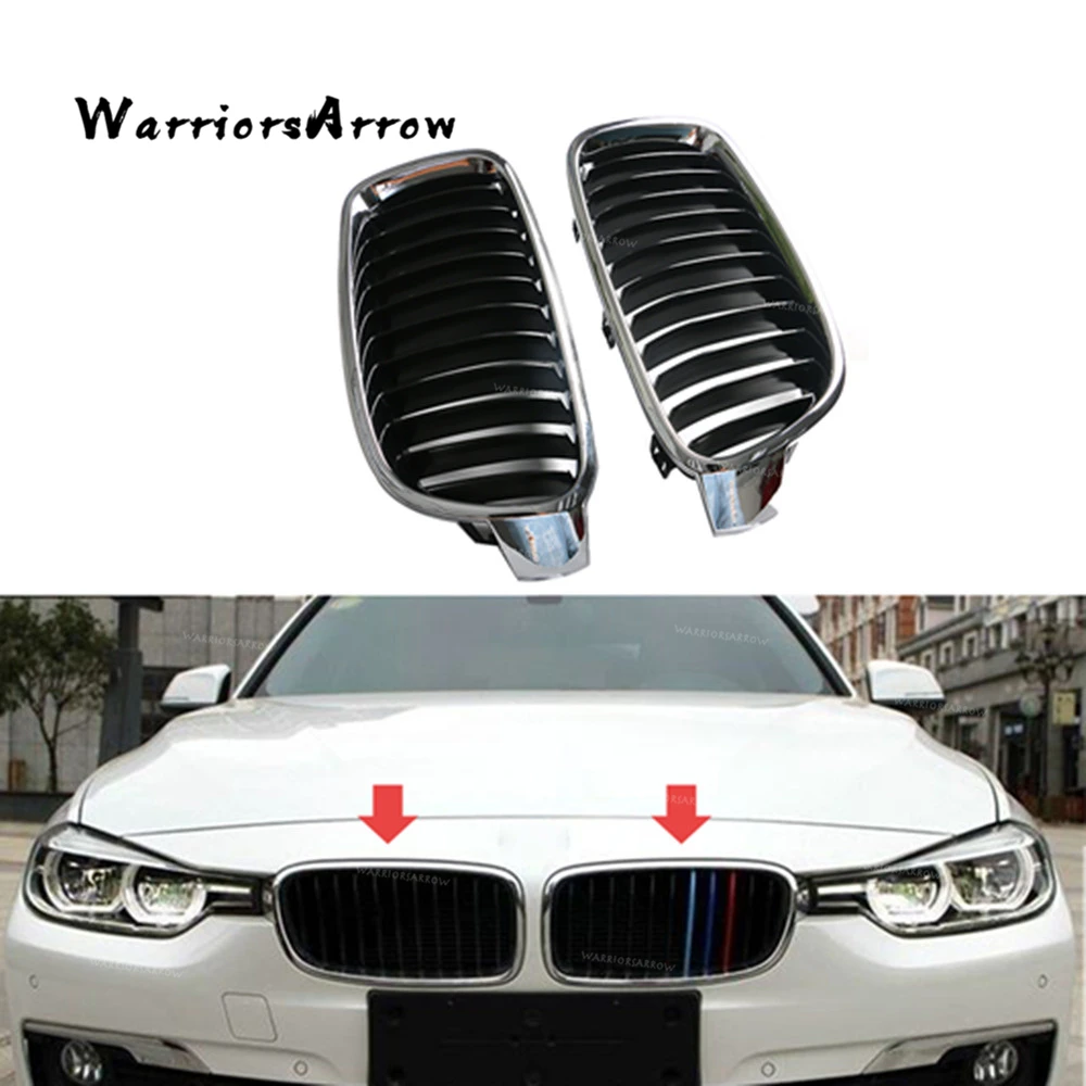 WarriorsArrow пара передний бампер хром почек решетка для BMW 3 серии F30 2012 2013 51137255411 51137255412