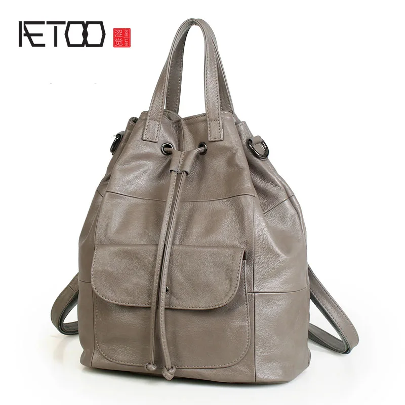 AETOO новая дикая яловая кожаная сумка Ретро стиль Студенческая сумка на плечо Женская дорожная Противоугонная сумка рюкзак - Цвет: 3