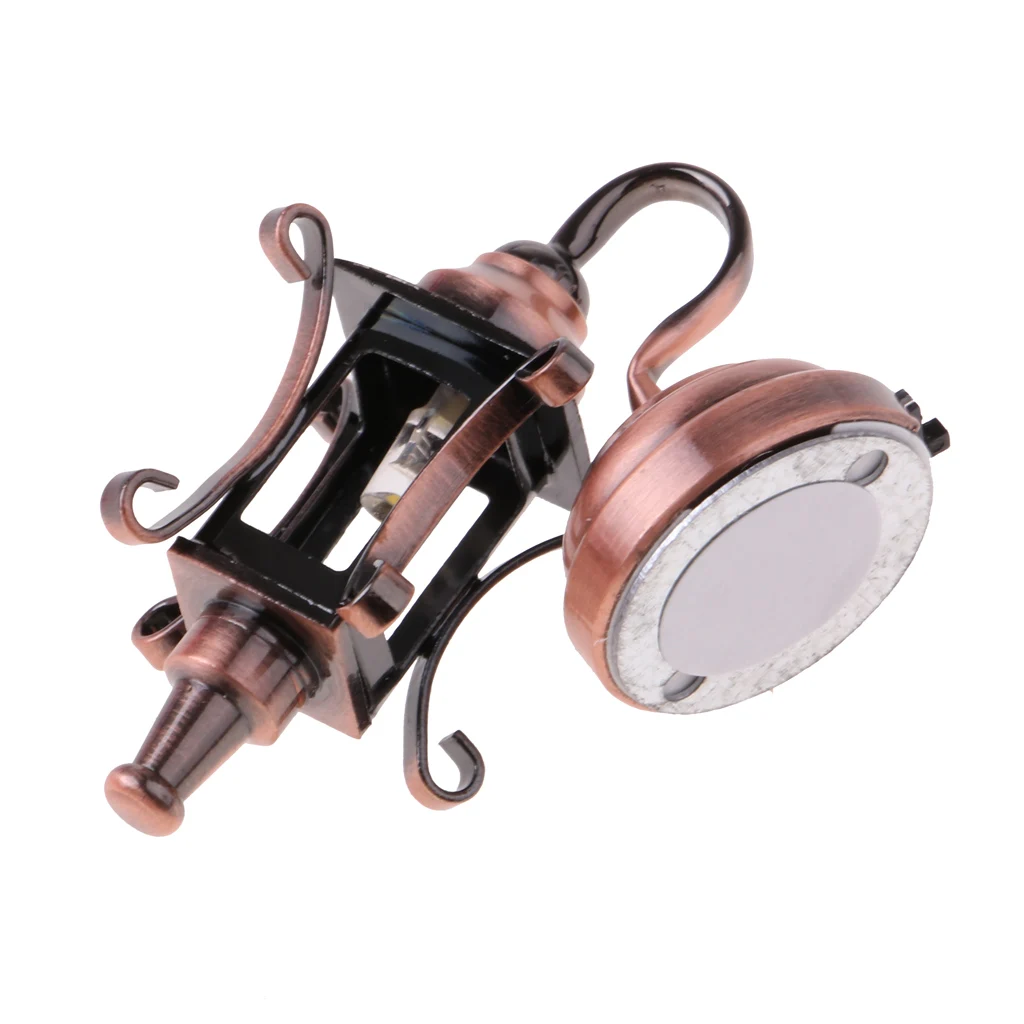 Vintage Dollhouse Miniature Alloy LED Wall Lamp Lighting Model Life Scenes 1/12 Scale Copper Color
