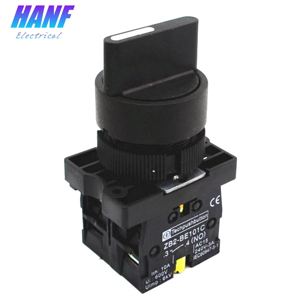 AC 660V 10A 22mm 2 NO Three 3-Position On/Off/On Self Lock Rotary Selector Select Switch ZB2-ED33