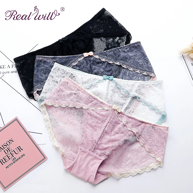 Realwill Comfortable Briefs Women Sexy Lace Underwear Women Color Soft
