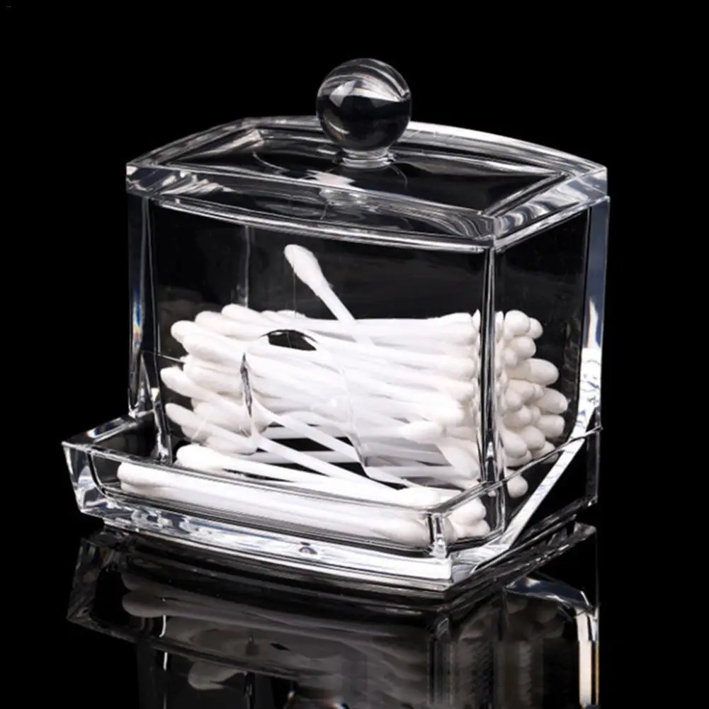 

Acrylic Transparent Cotton Swab Storage Box Simple Home Cosmetic Appliance Collecting Box Hotel Desktop Display Container New