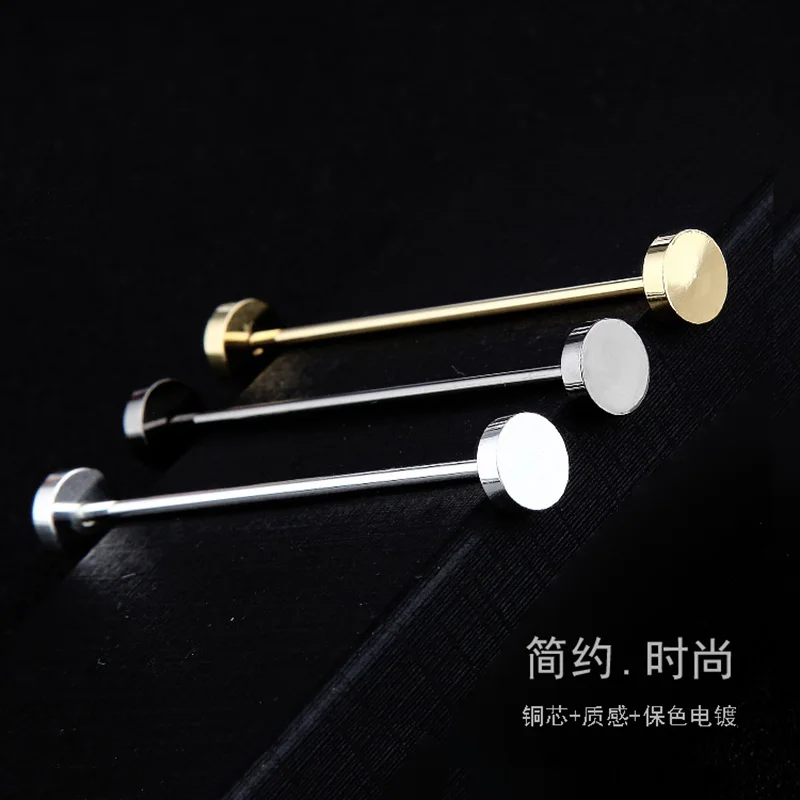 

OBN Brand Gold/Silver Round Head End MensTie Collar Pin Brooch Tie Stick Pin Shirt with Collar Bars Jewelry