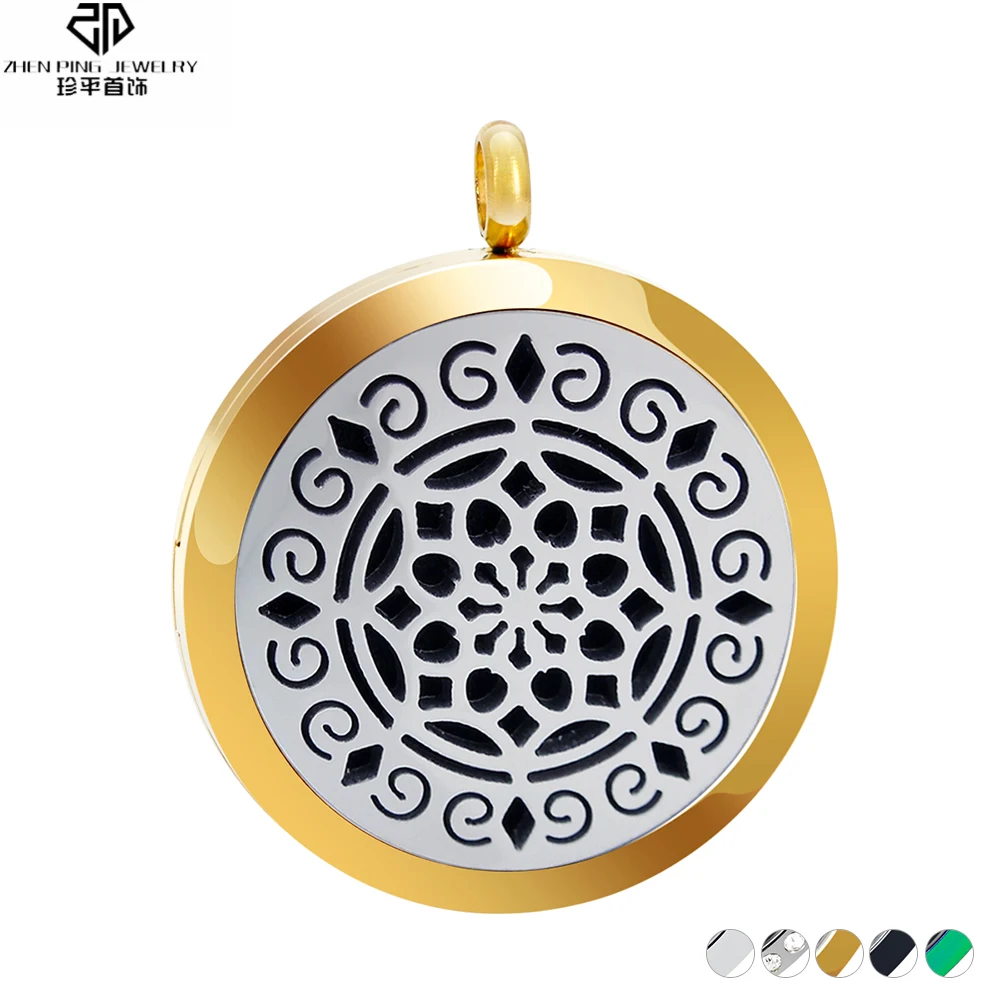 

Charm Stainless Steel Aromatherapy Necklace Geometric Flower Element Essential Oil Diffuser Magnetic Locket Pendant