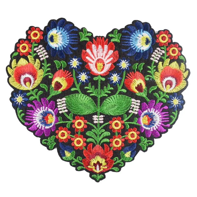 

1Pcs Heart Shape Flower Embroidery Applique Patches for Clothing Iron on Patch Applique for DIY Fashion Clothes Jackets NL226