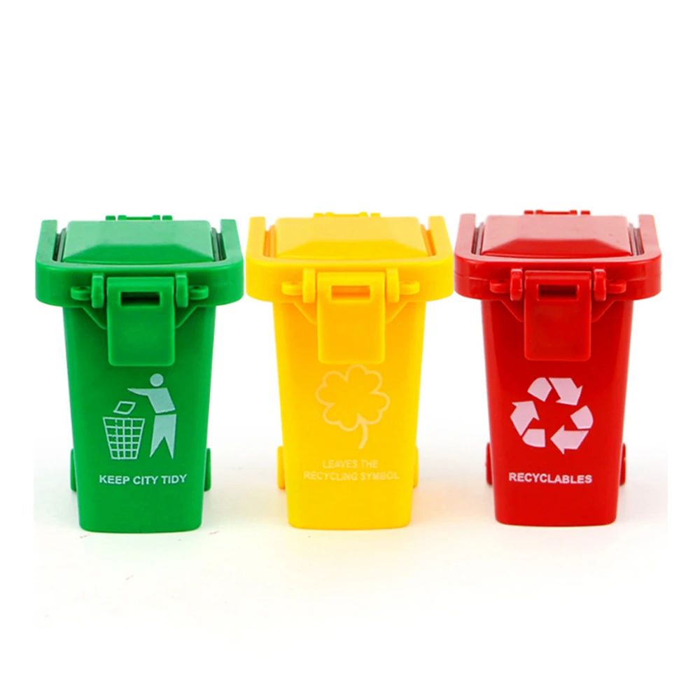 3pcs/pack Wholesale Kawaii Trash Garbage Can Container Gag Toy One Set For Children Playingin