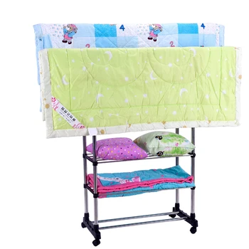 

OUNONA Heavy Duty Double Rail Adjustable Telescopic Rolling Clothing and Garment Rack Portable Hanger on Wheels