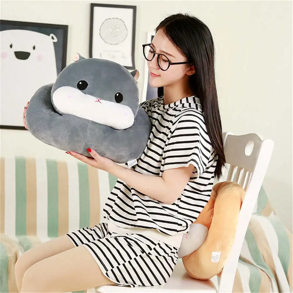 

Adorable Soft Hamster Pillow Toy Doll Warm Comfortable Napping Blanket for Office XH8Z