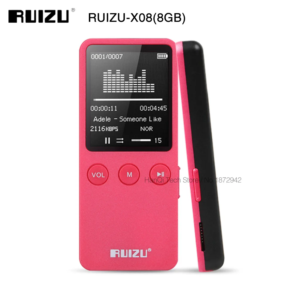 

Ruizu X08 1.8" 8GB MP3 Player Support Lossless Digital Mp3 Music Player with Built-in Speaker FM Support 64GB Micro SD TF Card