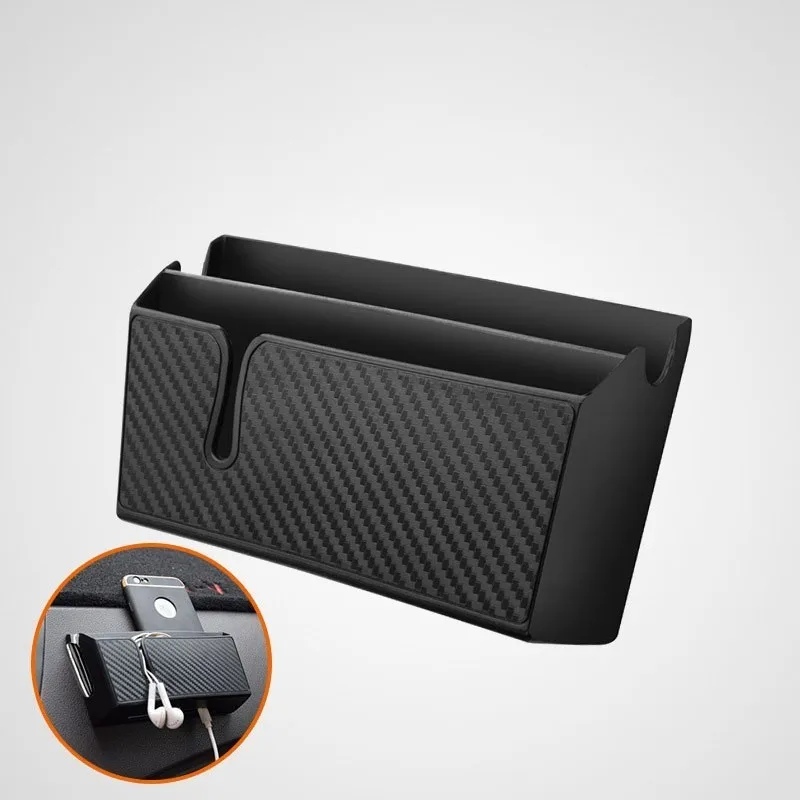 

Carbon Fibre Car Mobile Phone Holder Storage Box Organizer Auto Hanging Trunk Storage Container key handphone stowing tidying