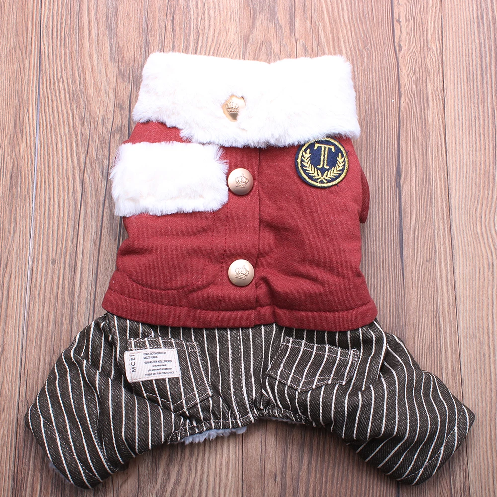 

Boy Dog Pet Striped Coat Jacket Pet Puppy Hoodie Jumpsuit Winter Warm Apparel