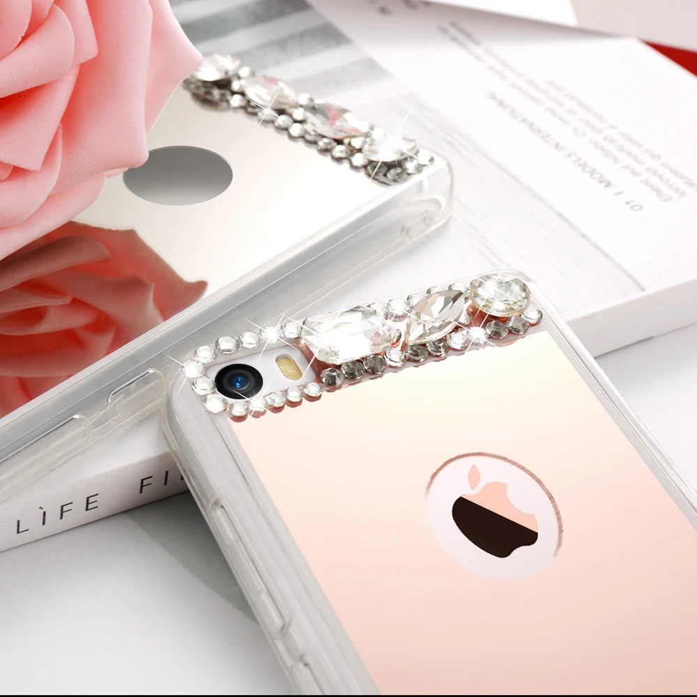 Kisscase 2018 Sexy Bling Сool кристалалми и стразами для iPhone X 7 6 S Plus Алюминий Зеркало задняя