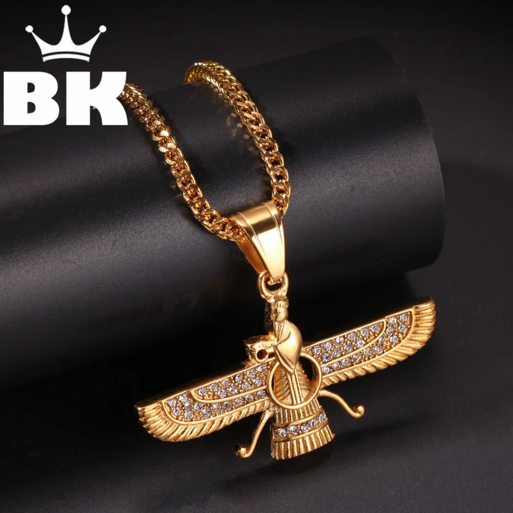 

Gold Tone Stainless Steel Eagle Pendant Necklace Necklace Free 3mm 24inch Cuban Chain