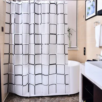 

Plaid shower curtain Eco-friendly PEVA waterproof mildew shower curtain bathroom curtain Bathtub partition curtain 12pcs Hooks