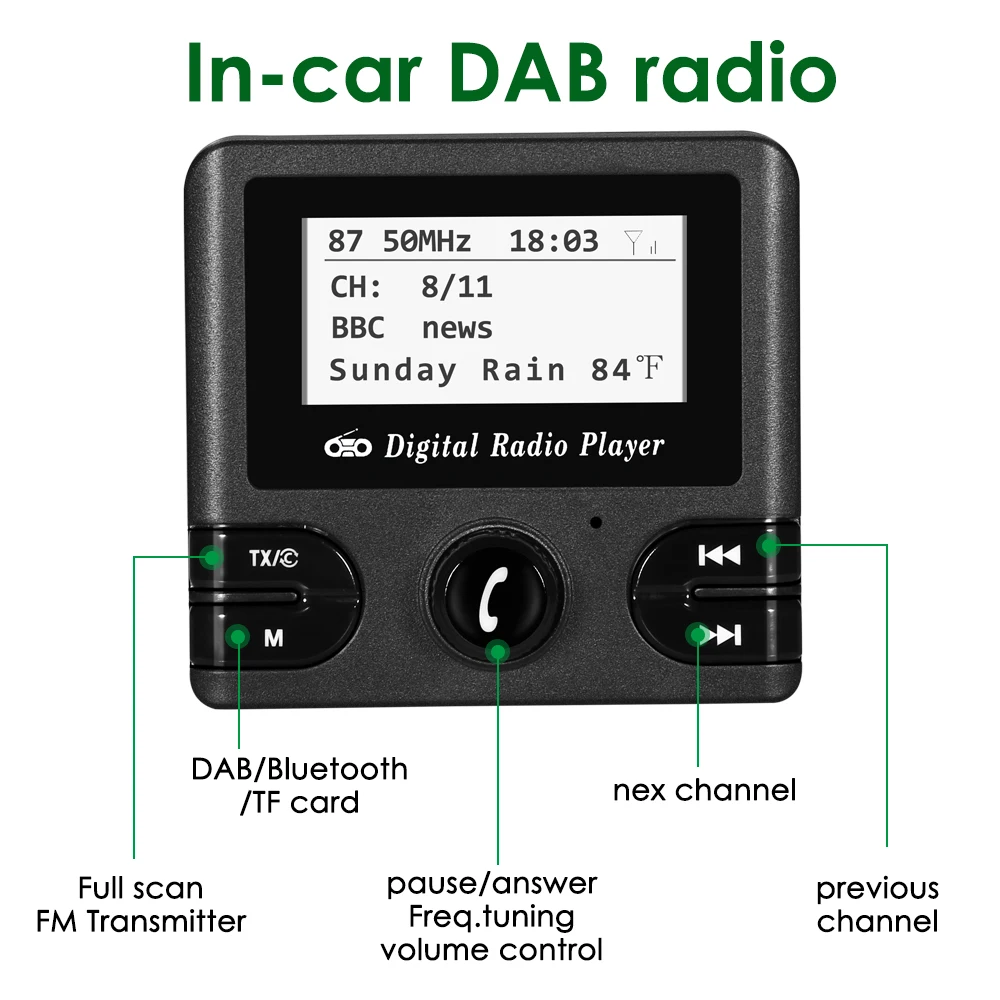 DAB цифровой радио адаптер Bluetooth автомобильный радиоприемник с fm-передачей антенна MP3 плеер авторадио автомобили мультимедиа