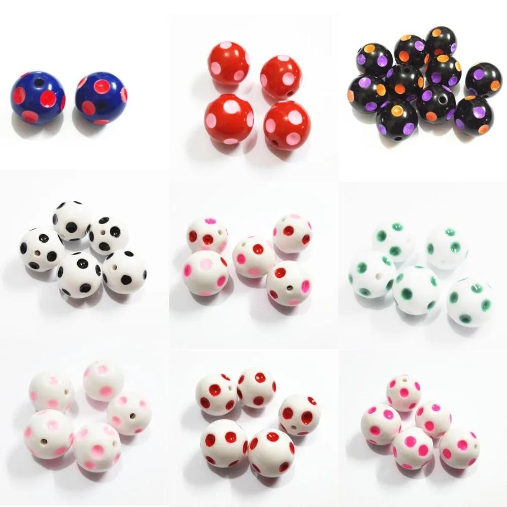 

Wholesale ! 20mm-50pcs/bag Colorful Enamel Polka Dot Beads For Fashion Chunky Kids Necklace