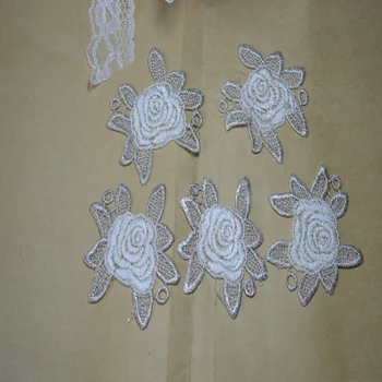 

7.5*7cm(5 pcs/lot)chinese style silver white flower patches Wedding Bridal Embroidery Lace patch Sewing Lace Applique 17010710