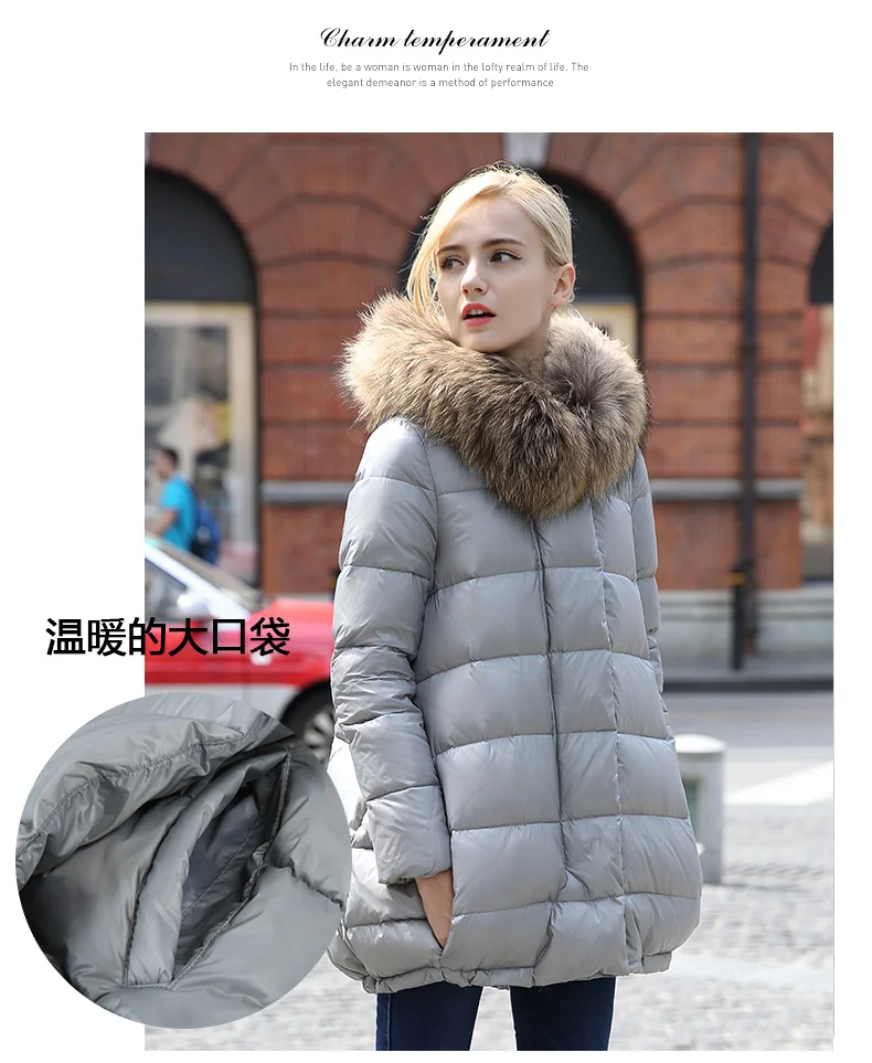 2018 Women Winter Loose Down Jackets Hooded Big Fur Collar Parkas Plus Size Coat Women Korean A Style Padded Down Jacket AS039 (6)