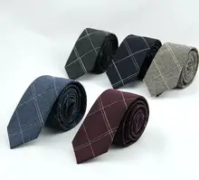 6 cm xadrez gravata dos homens laços de algodão homem verifique gravata ascot gravatas acessórios camisa do terno de negócio para homens 5 pçs/lote