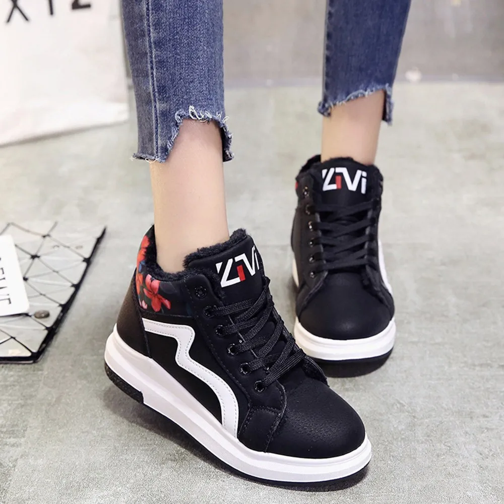 

2019 Winter Motorcycle Boots Women British Style Ankle Boots Floral High Running Sport Round Toe ankle Boot Women Shoes botas