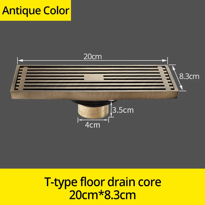 Слив античная латунь для ванной комнаты Линейный душ 8*20 см трап проволочный фильтр художественная резная крышка Слив отходов ванная комната фитинг B8029 - Цвет: Antique 8029F-T