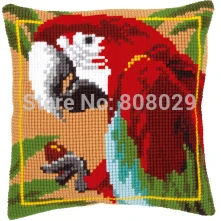 

Tapestry Cushion one Red parrot Pillowcase Chunky Cartoon Throw Pillow Cross Stitch Kits for Embroidery on Pre-painted Canvas