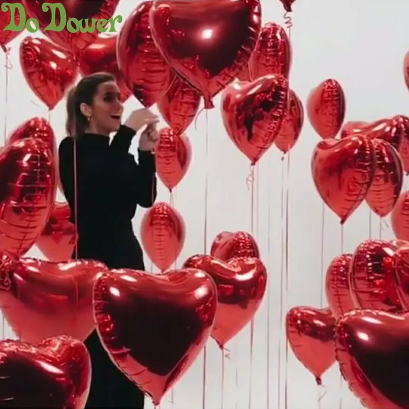 50 шт./лот, красные, розовые воздушные шары в форме сердца, воздушные шары i love you, надувные шары, 18 дюймов, алюминиевые шары, товары для свадебной вечеринки